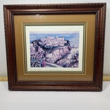 La Cote D’Azur , Monaco Art Print by Brunet Framed & Matted , Vintage 1987 VTG 