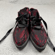 Tuk Shoes Womens 7 US M 5 Burgundy Velvet Lace Creeper Gothic Punk