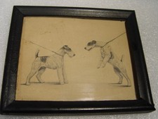 Leon Danchin Framed Fox Terrier Print - Sporting Dog Art 1930s