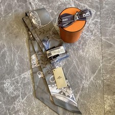 Hermès Men's Twilly ETRIERS REMIX Gray/Nude/Silver Unused 2024