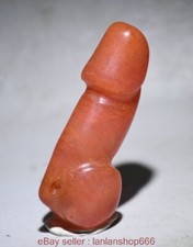 3.2 "Chine Red Mountain Culture cristal rouge sculpté pénis phallus pendentif M4