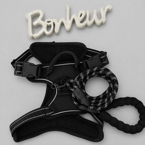 Harnais chien noir anti - harnais,