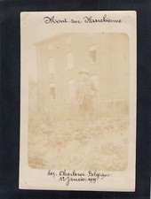 E8257 Belgium WWI Soldier 1919 Mont sur Marchienne RPPC vintage postcard