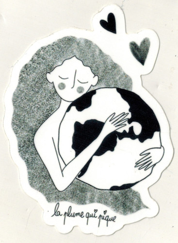 Sticker autocollant plume - -la,