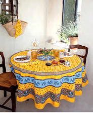FRENCH PROVENCAL 100% COTTON 71" ROUND TABLECLOTH "TRADITION" - MADE IN FRANCE