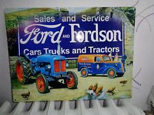 TOLE METAL TRACTEUR FORD FARM SERVICES 30 X 40 CMS NON PLAQUE EMAILLEE ANCIENNE