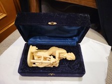 5" Vintage Resin Figurine. Old Man Working at a Grinding Wheel W/Case