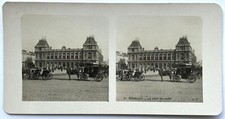 BELGIQUE Bruxelles Gare du Nord Voiture hippomobile c1905 Photo Stereo Vintage