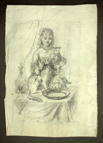 Jeune fille aux - jeune, chatons