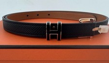Hermes Black Noir Epsom Belt With Rose Gold Pop H 15 Belt Size 75 Ceinture F
