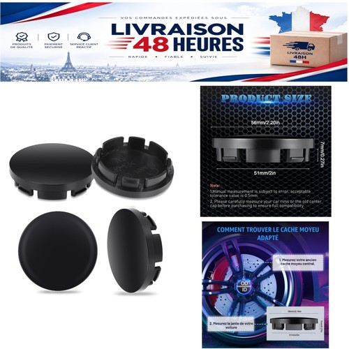Caches moyeu 56mm noir - 4,