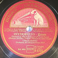Luis Mariano : Aucune importance / Intermezzo DISQUE 78 tours GRAMOPHONE K-8730