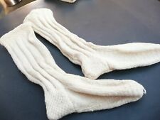 pair of antique handmade ecru wool socks