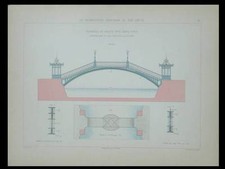 DORDOGNE, PASSERELLE METALLIQUE - GRAVURE 1880 - PARC, JARDIN, ARCHITECTURE