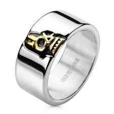BAGUE ANNEAU LARGE HOMME ACIER