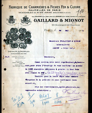 PARIS (XX°) HARDWARE / PALMS ""GAILLARD & MIGNOT"" letter in 1911