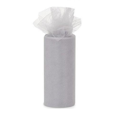 Wide silver nylon tulle - wide,
