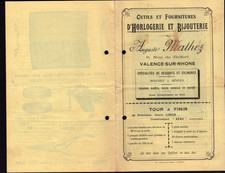 VALENCIA (26) WATCHMAKING / WATCHES "Auguste MATHEZ" catalog tariffs in 1919