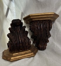Vintage Gold Tone Shelf With Ornate Acanthus leaf design plastic or resin 