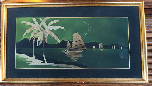 Ancien tableau bambou - ancien, paille