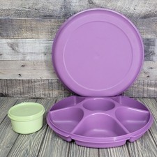 Tupperware Purple Halloween Divided Veggie Party Tray & Dip Serving Cup #1665 VG