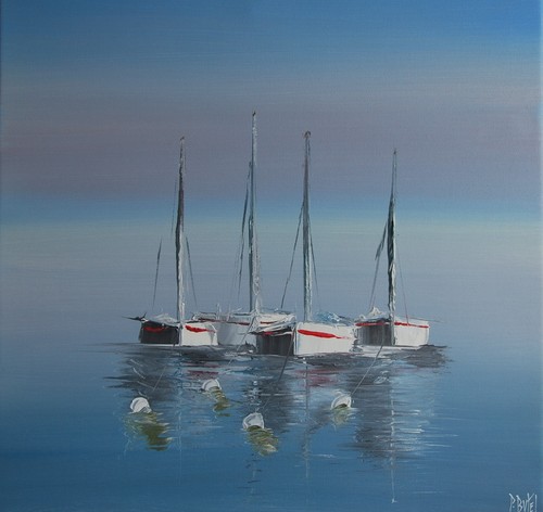 Voiliers 2503 huile sur - "voiliers,