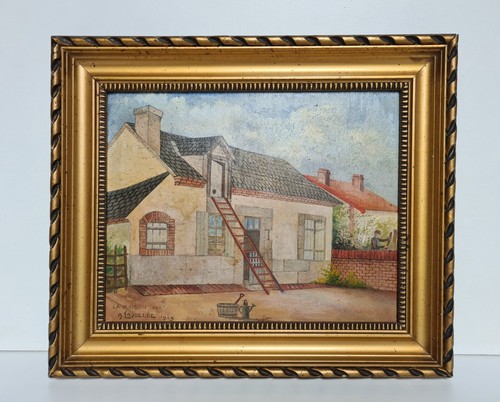 Tableau huile sur carton - , la