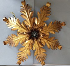 Lampe plafonnier applique murale  " fleurs " métal doré vintage design 70'S