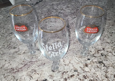 Rare Collectors Logo Stella Artois Beer Glasses Belgium Anno 1366 33 cl Set of 4