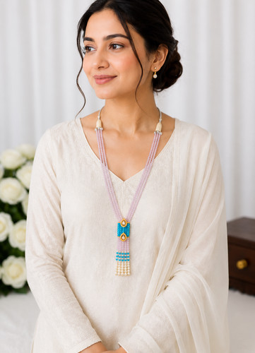 Collier indien cristal rose - indien, en