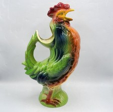 Pichet zoomorphe coq barbotine émaillée signé Saint Clément Gaillard début XXème