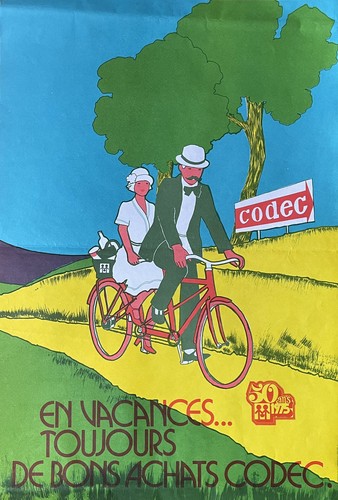 Affiche ancienne velo tandem - affiche, velo,
