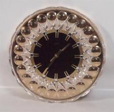 Vintage Hollywood Regency Design Quartz Crystal Glass Gold Brass Wall Watch