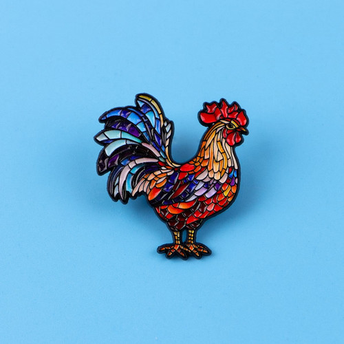 Broche coq emaillée - broche, emaillée,