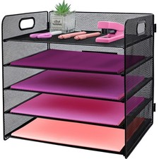 Bac à courrier à 5 Niveaux avec poignée, Organiseur de fichiers de Bureau en ...