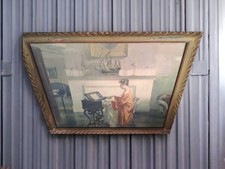 Antique Print "At the Melodeon" by Marguerite S. Pearson, an American painter...