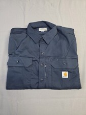 Carhartt Mens Long-Sleeve Button-Down Work Shirt, Navy