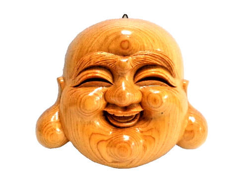 Tête bouddha bois - de,