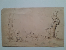 antique drawing ink shepherd French school seen circa from Rome
