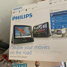 PHILIPS PORTABLE DVD PLAYER X2 - PD9016/37 - w ALL cords, manual, box TESTED