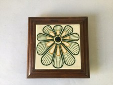 CERAMIC / WOOD COASTER SCANDINAVIAN DESIGN 60s 70s VINTAGE 1970s