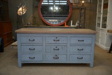 Original 1950s Grey Patinated 9 Drawer Craft Cabinet