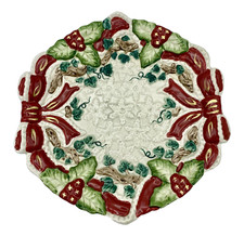 Fitz and Floyd Omnibus Christmas Canape/Cookie Bows & Holly Baroque Plate