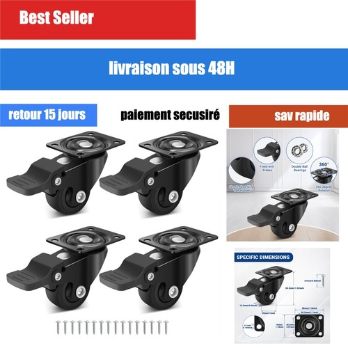 Roulettes meubles noires - roulettes, 25