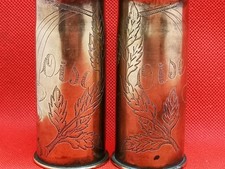 paire De DOUILLES D OBUS GRAVÉES MONOGRAMMÉ. OISE.. 1918