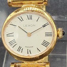 Vintage Lexon Watch Womens Gold Tone France Roman Numerals 25mm Manual Wind