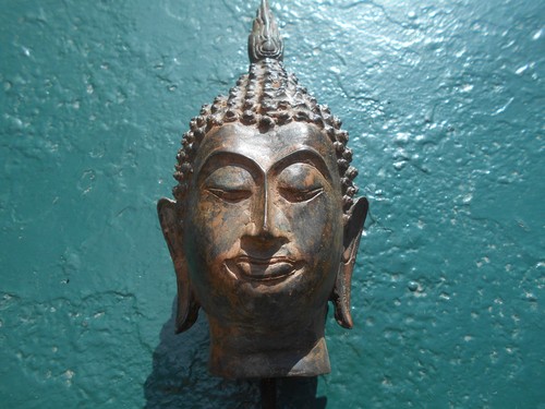 Tête bouddha bronze ancien - bouddha,