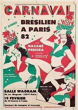 Poster 4th BRAZILIAN CARNIVAL PARIS 1982 NAZARÉ PEREIRA - 79x113 cm