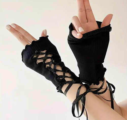 Mitaines lacées femme - mitaines, noir