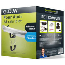 Attelage Amovible G.D.W. pour Audi A5 cabriolet 16- avec Faisceau uni 7 broches